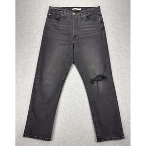 Levis Jeans Womens 31 Gray Wedgie Straight Button Fly High Rise Denim Stretch